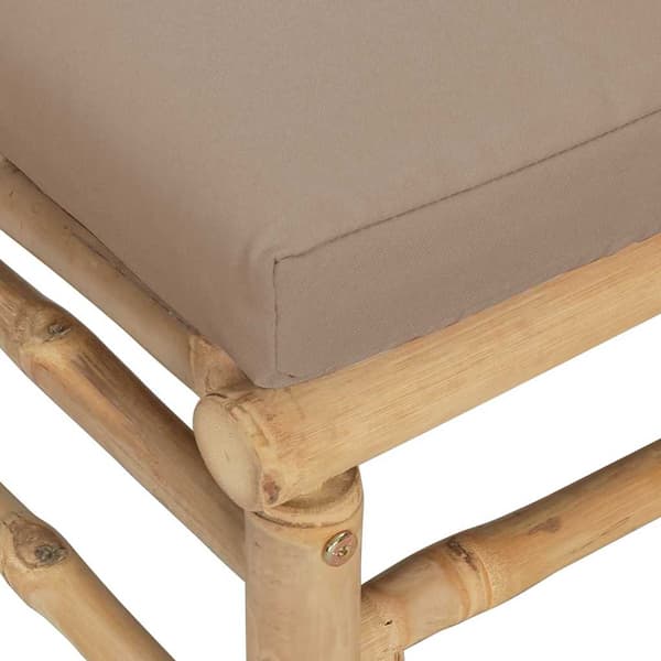 Hörnsoffa för trädgården med taupe dynor bambu