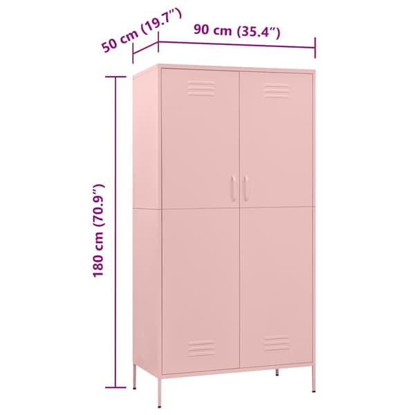 Garderob 90x50x180 cm rosa stål