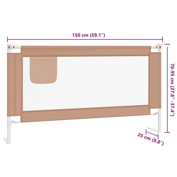 Sängskena för barn taupe 150x25 cm tyg