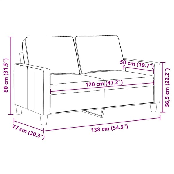 2-sitssoffa vinröd 120 cm tyg