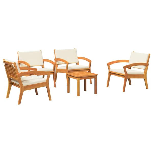 Bistroset med kudde 5 pcs Brun Polyester