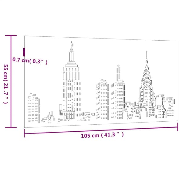 Väggdekoration 105x55 cm rosttrögt stål stadsdesign