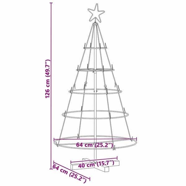 Julcone-träd med stativ Svart 126 cm Stål