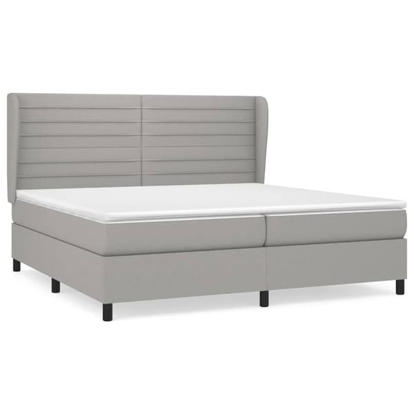 Ramsäng med madrass ljusgrå 200x200 cm tyg