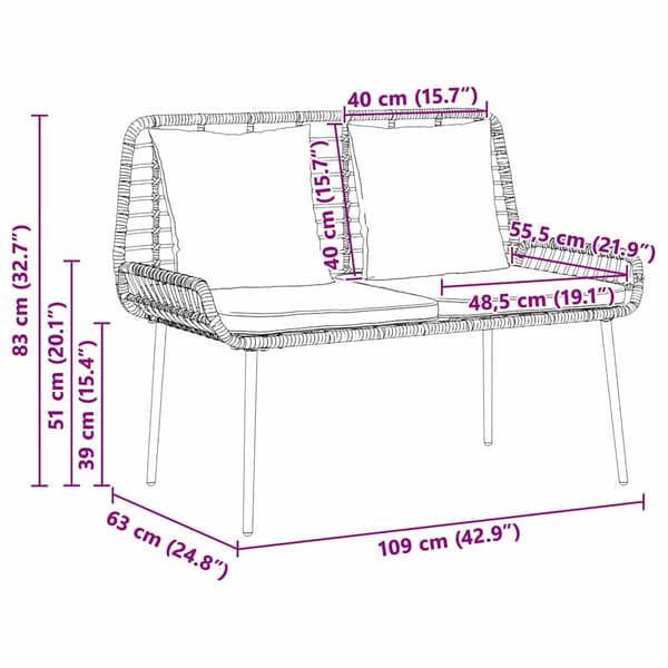 Trädgårdsmöbelset 3 pcs Svart och Anthracit konstrotting