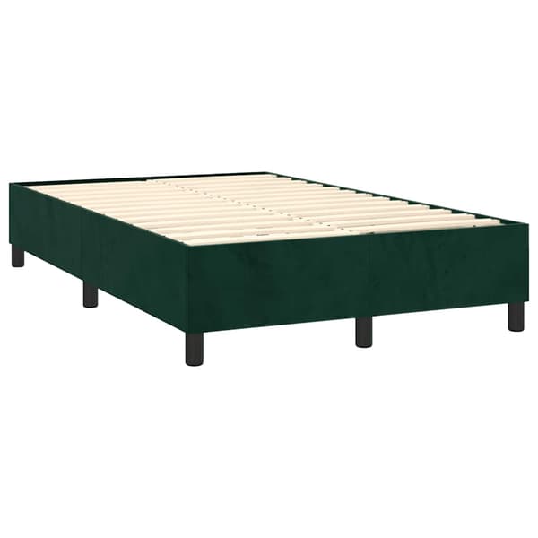 Ramsäng med madrass & LED mörkgrön 120x200 cm sammet