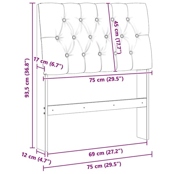Klädd sänggavel Ljusgrå 75 cm Massiv furu
