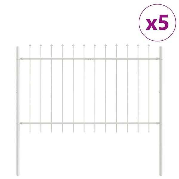 Trädgårdsstängsel 5 pcs Vit 8,5 x 1 m Pulverlackerad stål