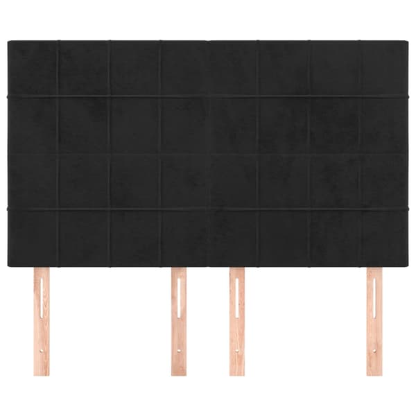 Sänggavel svart 144x5x118/128 cm sammet