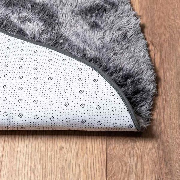 Ryamatta med lång lugg NAVARRA mörkgrå 100x100 cm polyester