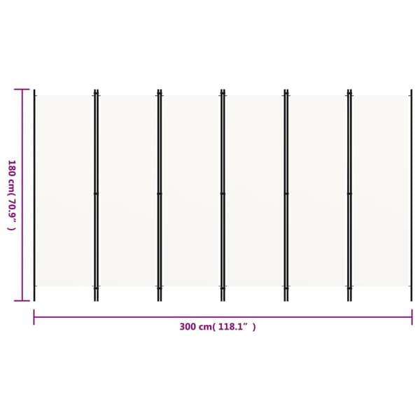 Rumsavdelare 6 paneler vit 300x180 cm