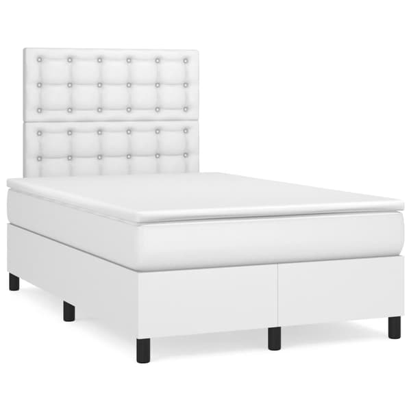 Ramsäng med madrass vit 120x200 cm konstläder