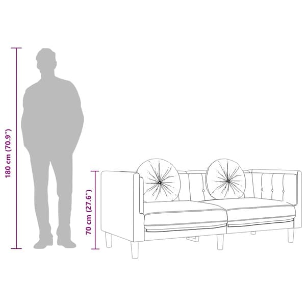 Soffa med kuddar 3-sits gräddvit sammet