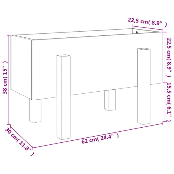 Odlingslåda 62x30x38 cm massivt douglasträ