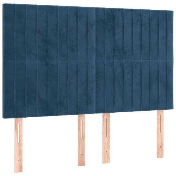 Ramsäng med madrass mörkblå 140x190 cm sammet