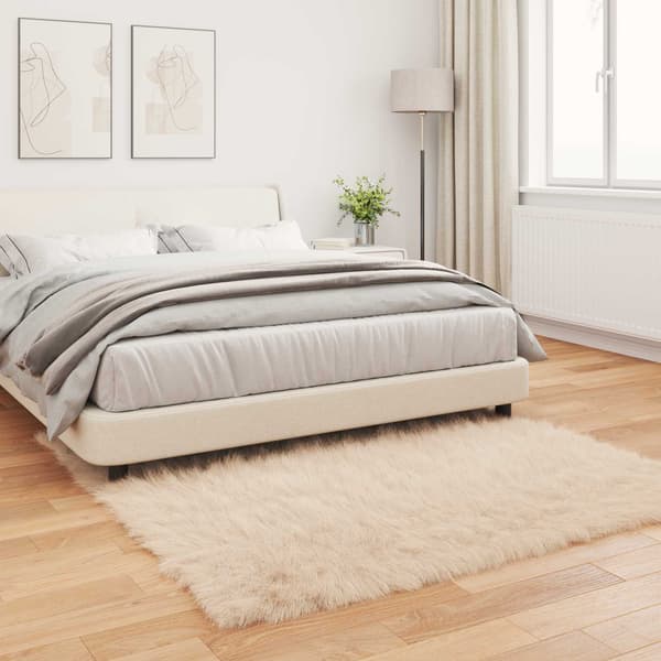 Fuskfäll matta TAFALLA Beige 120 x 120 cm Polyester