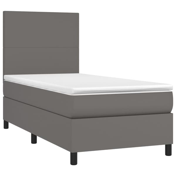 Ramsäng med madrass & LED grå 80x200 cm konstläder
