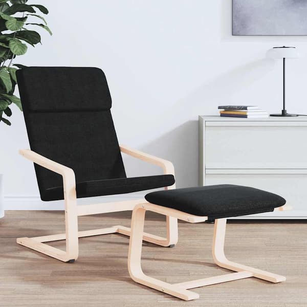 Fotpall svart 51x41x40 cm tyg