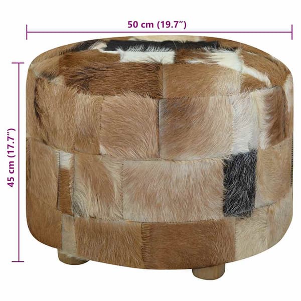 Puff getskinnsläder runt 50x50x45 cm