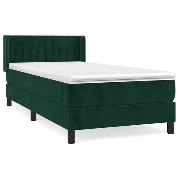 Ramsäng med madrass mörkgrön 90x200 cm sammet