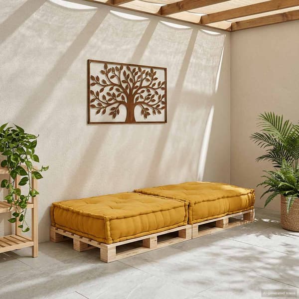 Modulär soffa gul 70x70x36 tyg