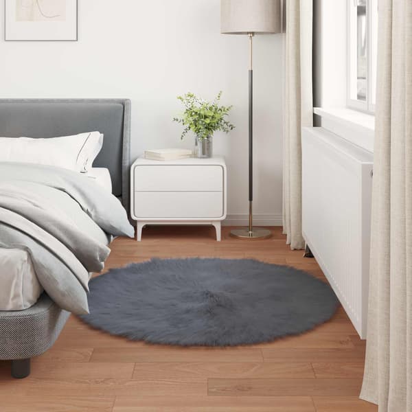 Fuskfäll matta TAFALLA Antracit Ø 80 cm Polyester