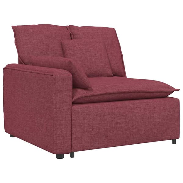 Modulär soffa armstödsändmodul med dynor vinröd 100 cm