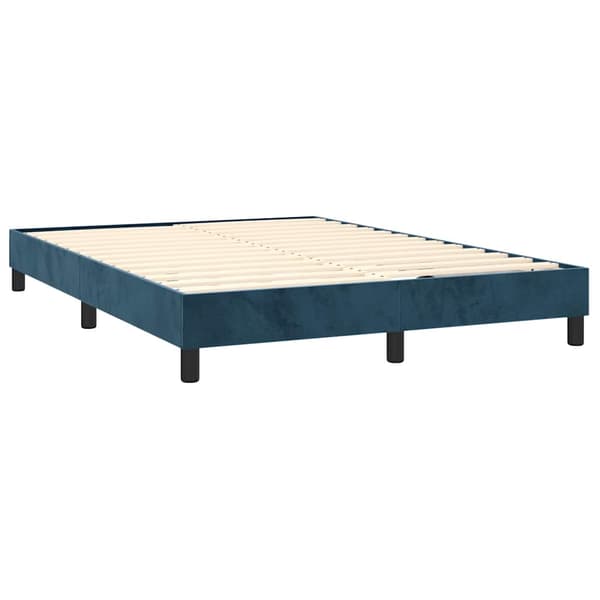 Ramsäng med madrass mörkblå 140x190 cm sammet