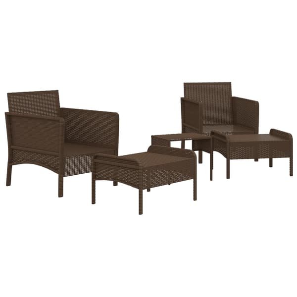 Loungegrupp med dynor 5 delar brun konstrotting