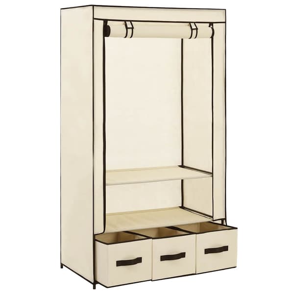 Garderob gräddvit 87x49x159 cm tyg