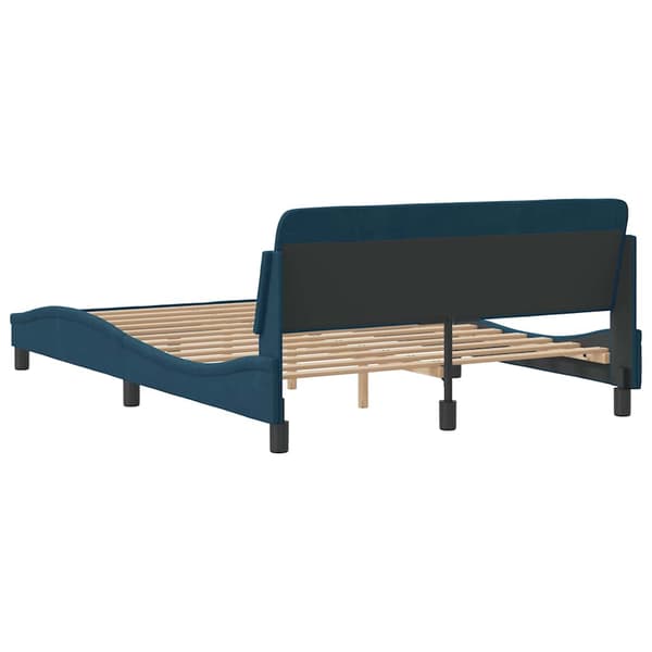 Bed Frame with Headboard "Dover" Blue 140x190 cm Velvet