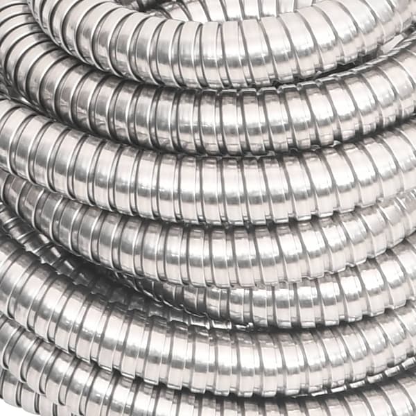 Slang med sprutmunstycke silver 0,6" 30 m rostfritt stål