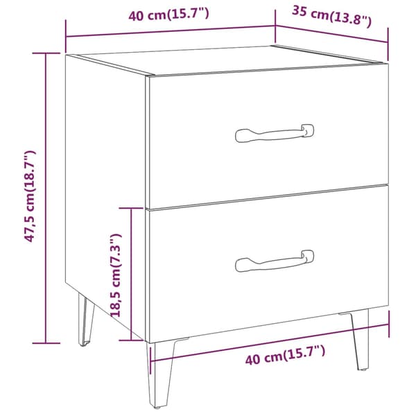 Sängbord vit 40x35x47,5 cm