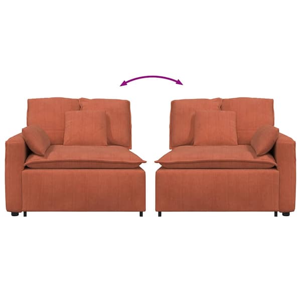 Modulär soffa armstödsändmodul med dynor röd orange 100 cm