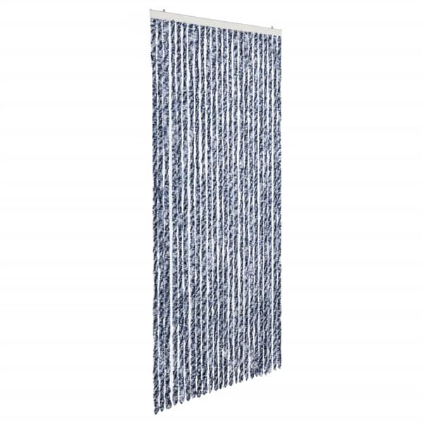 Insektsdraperi blå, vit och silver 100x220 cm chenille