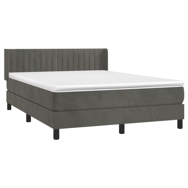 Ramsäng med madrass mörkgrå 140x190 cm sammet