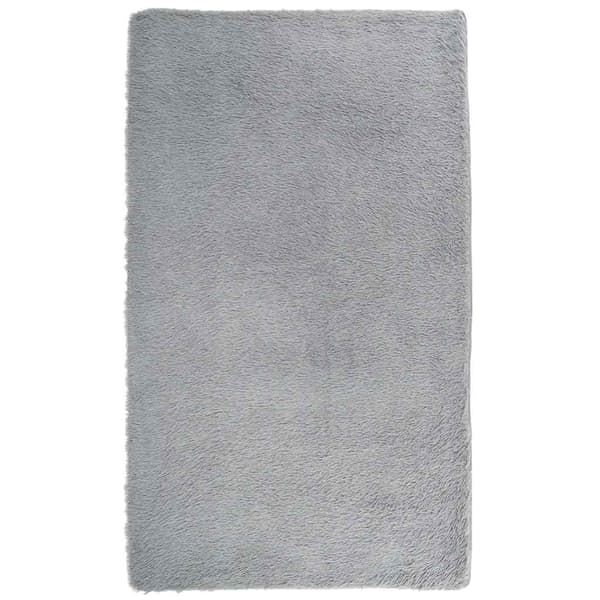 Ryamatta med lång lugg NAVARRA ljusgrå 60x100 cm polyester