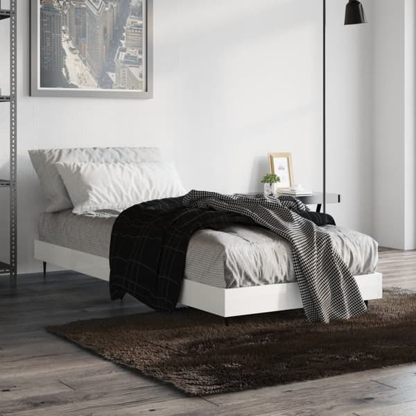 Sängram vit högglans 75x190 cm konstruerad trä