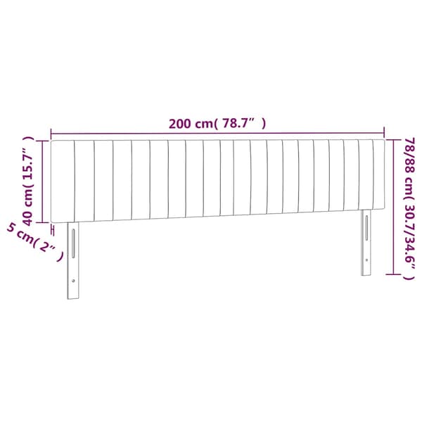 Sänggavel LED mörkblå 200x5x78/88 cm sammet
