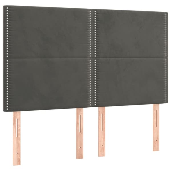 Sänggavel mörkgrå 144x5x118/128 cm sammet