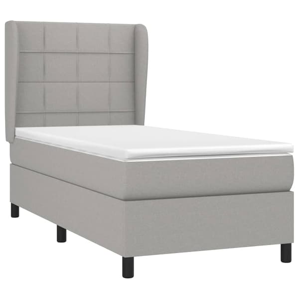 Ramsäng med madrass ljusgrå 100x200 cm tyg