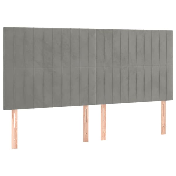 Ramsäng med madrass & LED ljusgrå 200x200 cm sammet