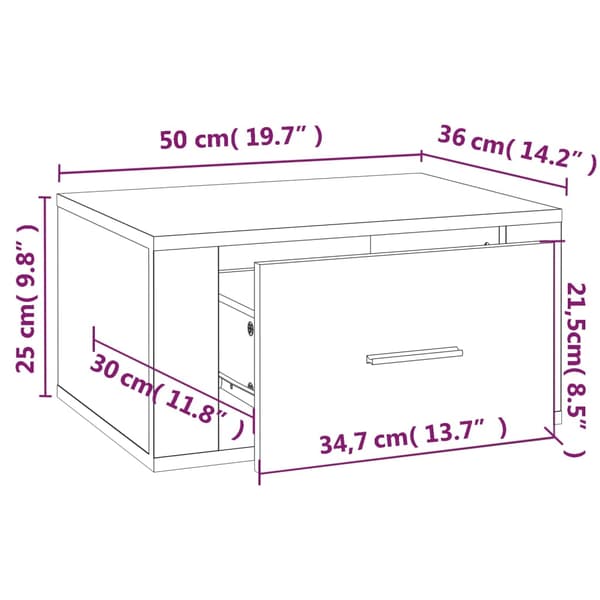 Väggmonterade sängbord 2 st vit 50x36x25 cm