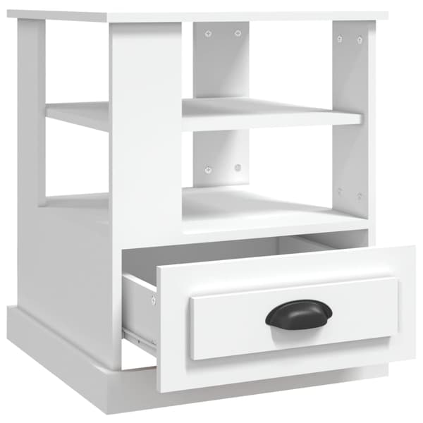 Sängbord vit 50x50x60 cm konstruerat trä