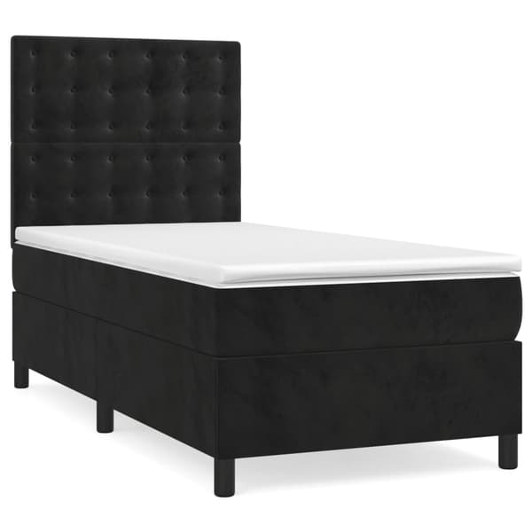 Ramsäng med madrass svart 80x200 cm sammet