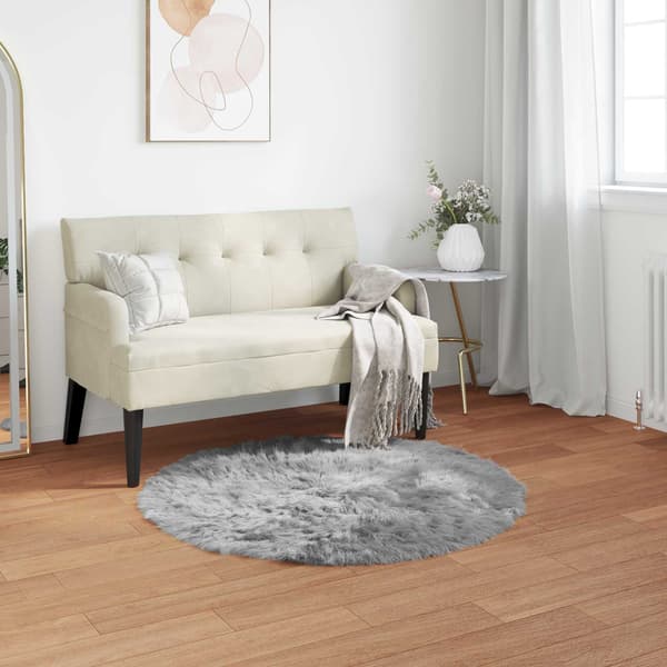 Fuskfäll matta TAFALLA Grå Ø 120 cm Polyester