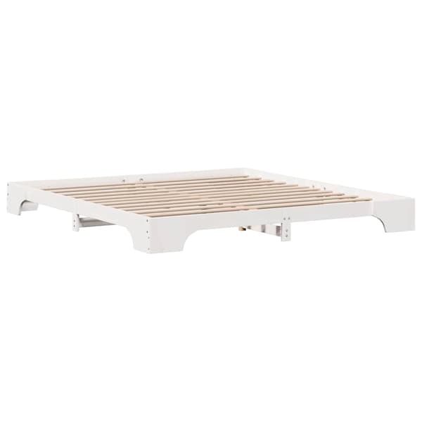 Sängram Vit 200 x 200 cm Massiv furu
