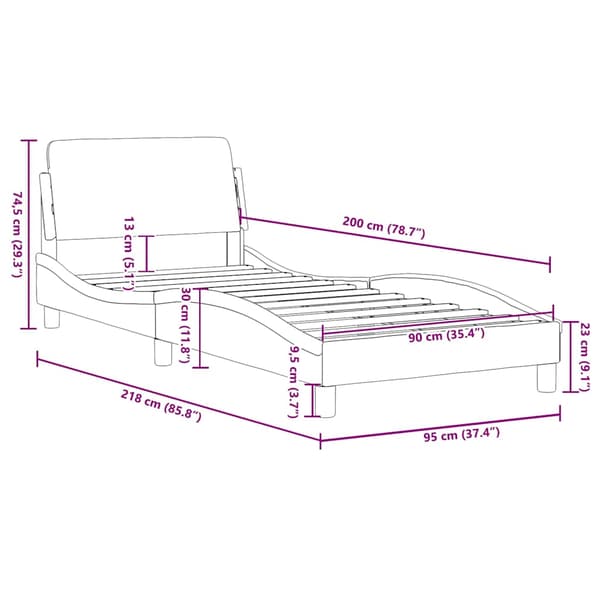 Bed Frame "Dover" Dark Grey 90x200 cm Velvet