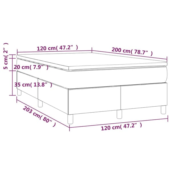 Ramsäng med madrass mörkgrå 120x200 cm sammet
