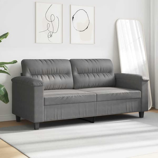 2-sitssoffa mörkgrå 140 cm mikrofibertyg